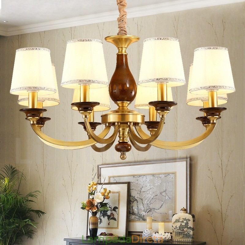 8 Luz Retro Rústico Luxo Latão Pendente Lâmpada Lustre com Sombra de Vidro