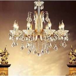 Lustre de cristal de ferro forjado de ouro de alta qualidade 8 luzes