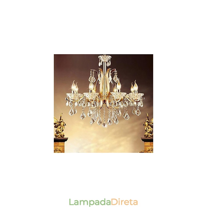 Lustre de cristal de ferro forjado de ouro de alta qualidade 8 luzes