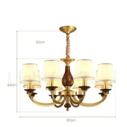 8 Luz Retro Rústico Luxo Latão Pendente Lâmpada Lustre com Sombra de Vidro