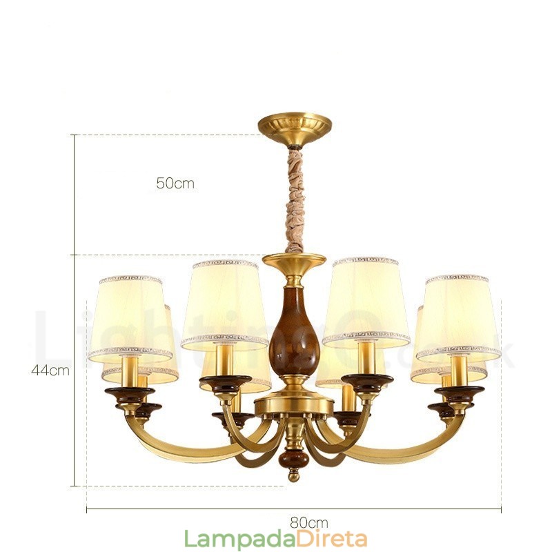 8 Luz Retro Rústico Luxo Latão Pendente Lâmpada Lustre com Sombra de Vidro