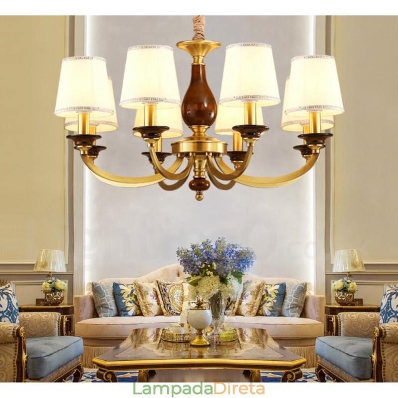 8 Luz Retro Rústico Luxo Latão Pendente Lâmpada Lustre com Sombra de Vidro