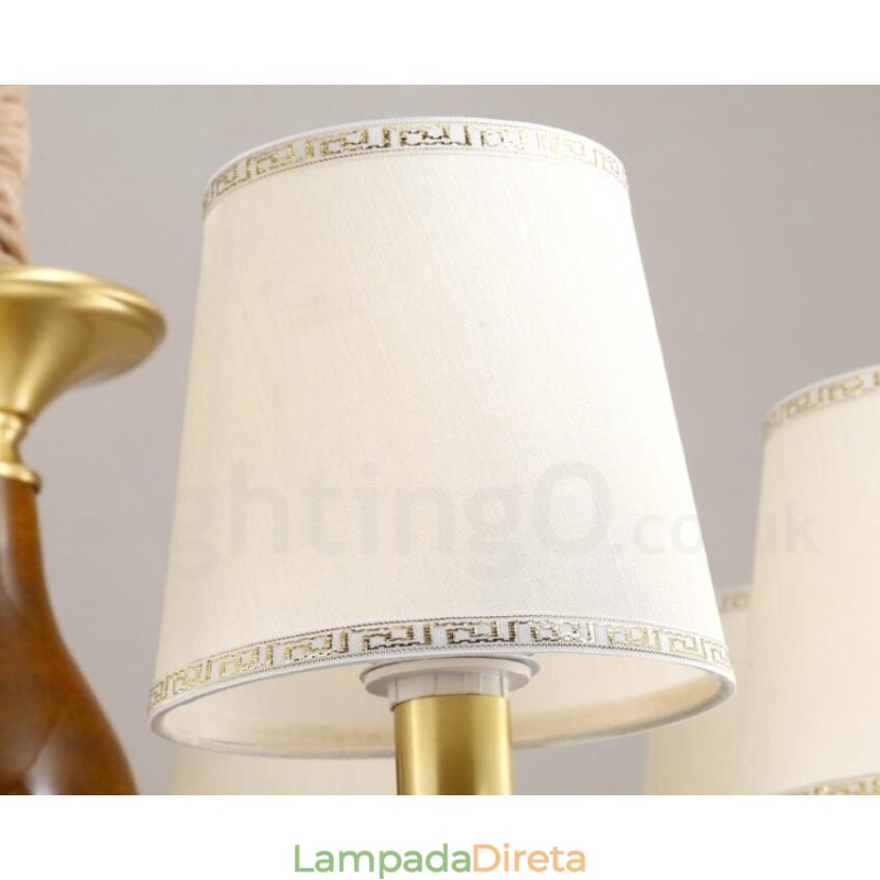 8 Luz Retro Rústico Luxo Latão Pendente Lâmpada Lustre com Sombra de Vidro