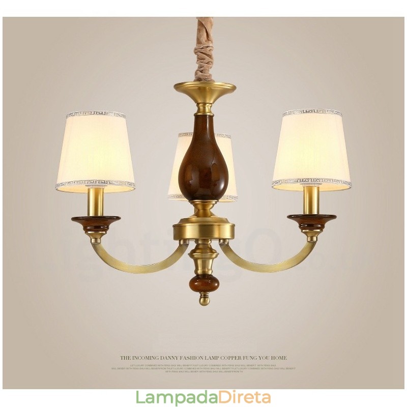 3 Luz Retro Rústico Luxo Latão Pendente Lâmpada Lustre com Sombra de Vidro