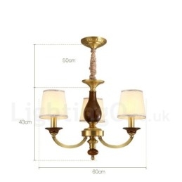 3 Luz Retro Rústico Luxo Latão Pendente Lâmpada Lustre com Sombra de Vidro