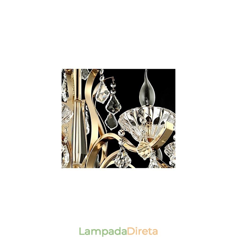Lustre de cristal de ferro forjado de ouro de alta qualidade 8 luzes