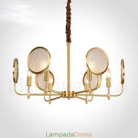 6 Luz Retro Rústico Luxo Latão Pendente Lâmpada Lustre com Sombra de Vidro 6 Luz Retro Rústico Luxo Latão Pendente Lâmpada Lustre com Sombra de Vidro