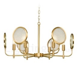 6 Luz Retro Rústico Luxo Latão Pendente Lâmpada Lustre com Sombra de Vidro
