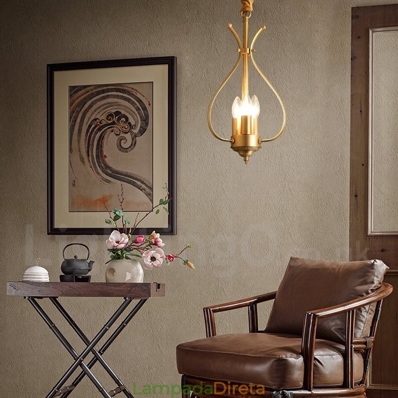 4 Luz Retro Rústico Luxo Latão Pendente Lâmpada Lustre