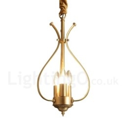 4 Luz Retro Rústico Luxo Latão Pendente Lâmpada Lustre