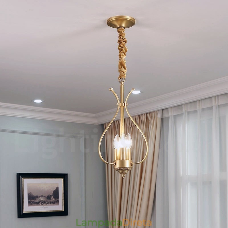 4 Luz Retro Rústico Luxo Latão Pendente Lâmpada Lustre