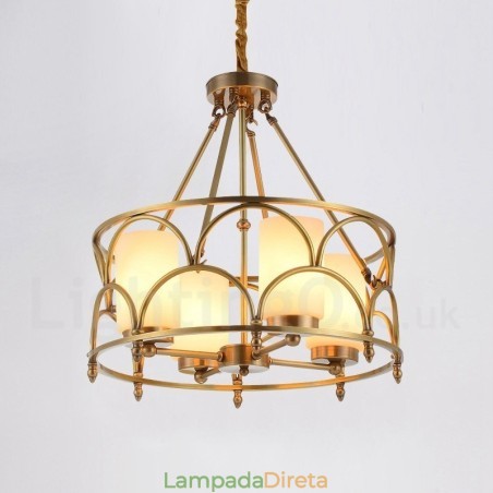 4 Luz Retro Rústico Luxo Latão Pendente Lâmpada Lustre com Sombra de Vidro 4 Luz Retro Rústico Luxo Latão Pendente Lâmpada Lustre com Sombra de Vidro