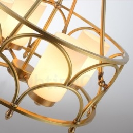 4 Luz Retro Rústico Luxo Latão Pendente Lâmpada Lustre com Sombra de Vidro