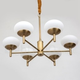 6 Luz Retro Rústico Luxo Latão Pendente Lâmpada Lustre com Sombra de Vidro