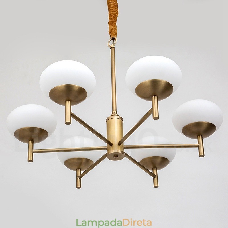 6 Luz Retro Rústico Luxo Latão Pendente Lâmpada Lustre com Sombra de Vidro