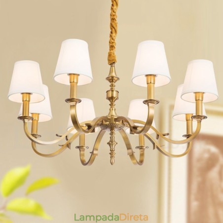 8 Luz Retro Rústico Luxo Latão Pendente Lâmpada Lustre com Tecido Sombra 8 Luz Retro Rústico Luxo Latão Pendente Lâmpada Lustre com Tecido Sombra
