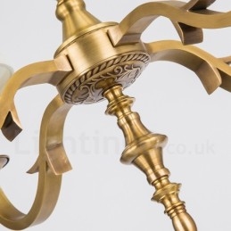 8 Luz Retro Rústico Luxo Latão Pendente Lâmpada Lustre com Tecido Sombra
