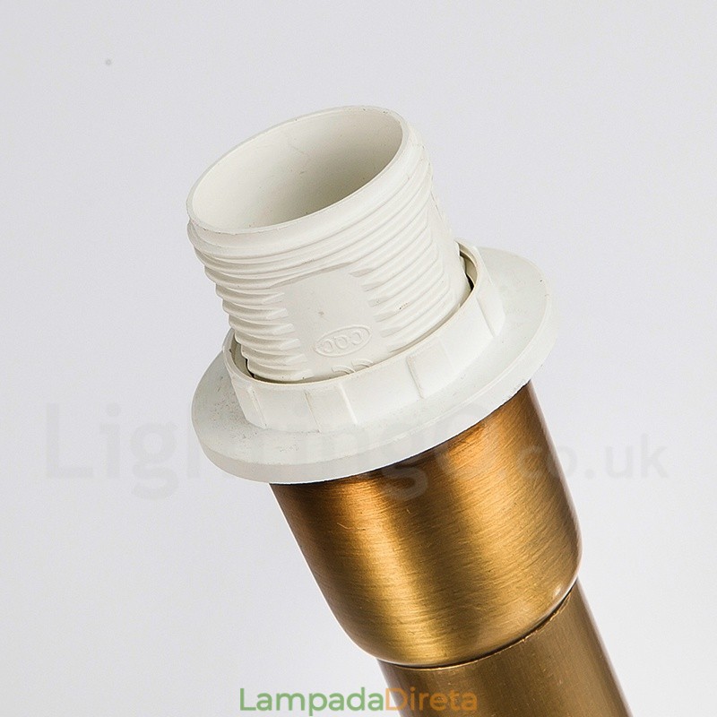 Lustre de pingente de latão luxuoso retrô rústico de 6 luzes com sombra de tecido