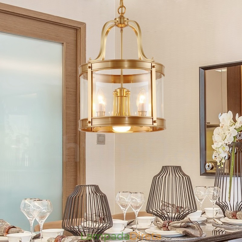 5 Luz Retro Rústico Luxo Latão Pendente Lâmpada Lustre com Sombra de Vidro