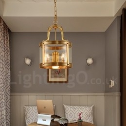 5 Luz Retro Rústico Luxo Latão Pendente Lâmpada Lustre com Sombra de Vidro