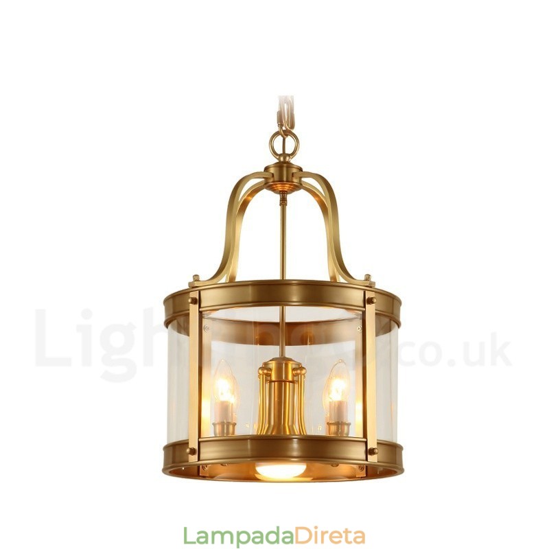 5 Luz Retro Rústico Luxo Latão Pendente Lâmpada Lustre com Sombra de Vidro