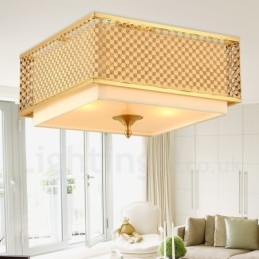 4 Luz Retro Rústico Luxo Latão Pendente Lâmpada Lustre com Tecido Sombra
