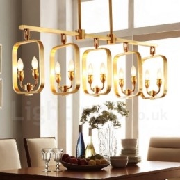 Lustre retrô rústico de luxo em latão com pingente