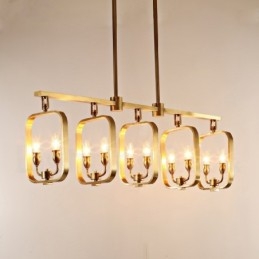Lustre retrô rústico de luxo em latão com pingente