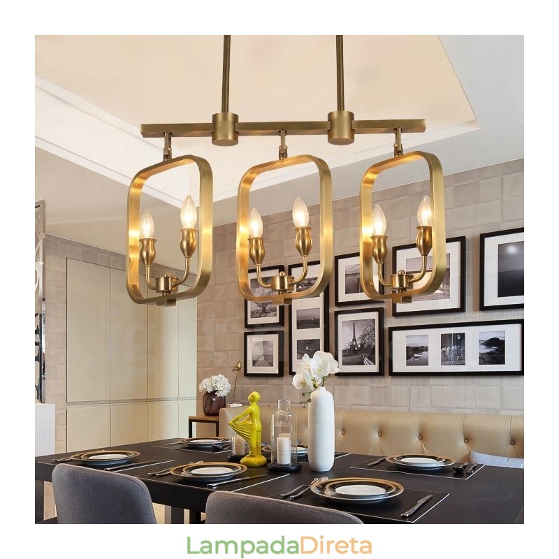 6 Luz Retro Rústico Luxo Latão Pendente Lâmpada Lustre