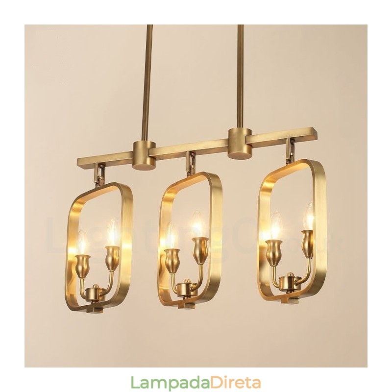 6 Luz Retro Rústico Luxo Latão Pendente Lâmpada Lustre