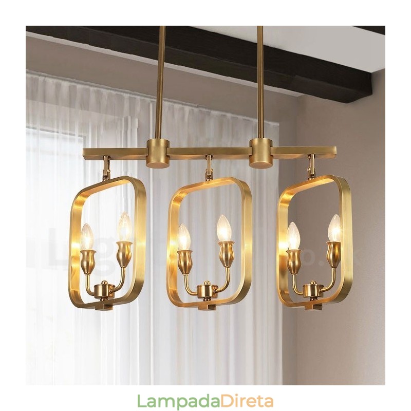6 Luz Retro Rústico Luxo Latão Pendente Lâmpada Lustre