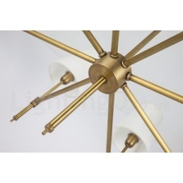 8 Luz Retro Rústico Luxo Latão Pendente Lâmpada Lustre com Tecido Sombra