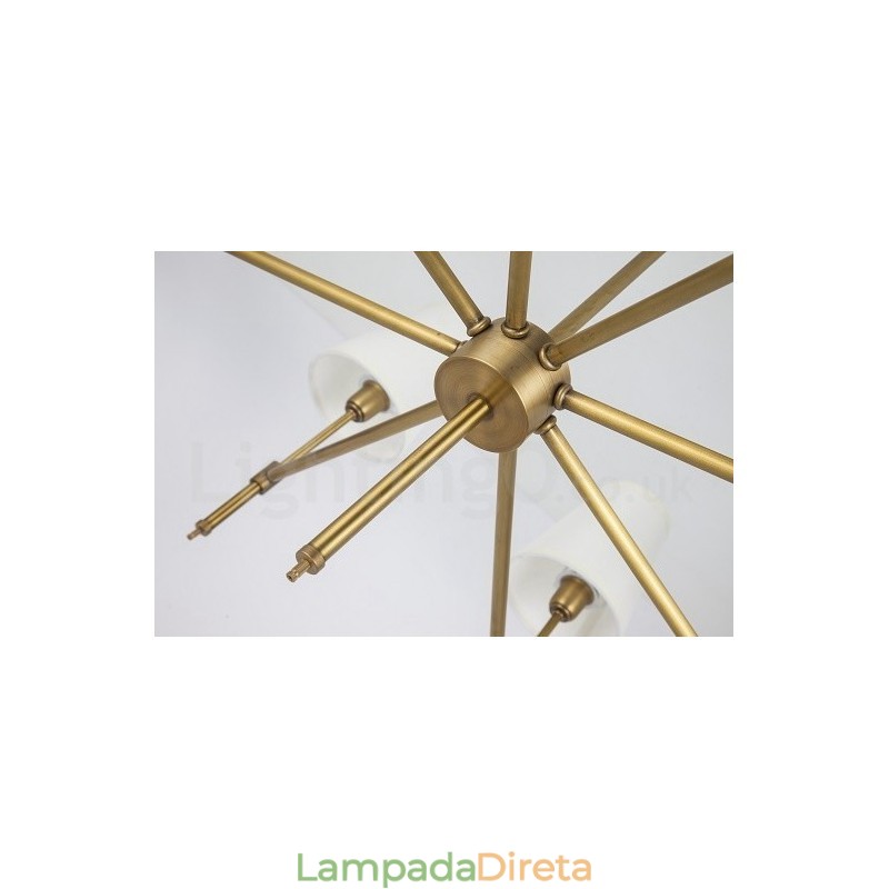 Lustre de pingente de latão luxuoso retrô rústico de 6 luzes com sombra de tecido