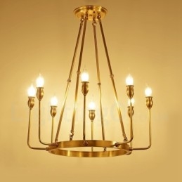 6 Luzes 8 Luzes Retro Rústico Luxo Latão Pendente Lâmpada Lustre