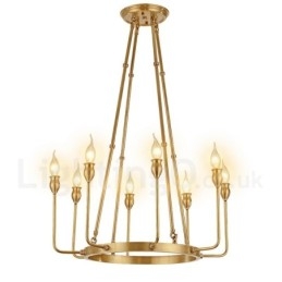 6 Luzes 8 Luzes Retro Rústico Luxo Latão Pendente Lâmpada Lustre