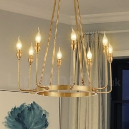 6 Luzes 8 Luzes Retro Rústico Luxo Latão Pendente Lâmpada Lustre