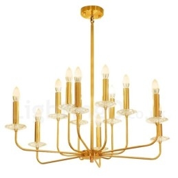 Lustre de pingente de latão retrô rústico de luxo com 12 luzes