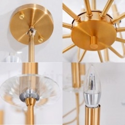Lustre de pingente de latão retrô rústico de luxo com 12 luzes