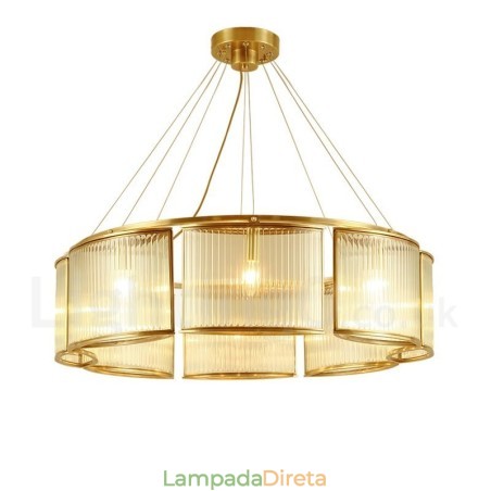 Lustre de pingente de latão luxuoso retrô rústico de 8 luzes com cúpula de vidro Lustre de pingente de latão luxuoso retrô rústico de 8 luzes com cúpula de vidro