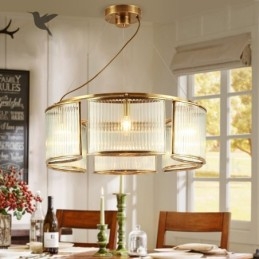 6 Luz Retro Rústico Luxo Latão Pendente Lâmpada Lustre com Sombra de Vidro