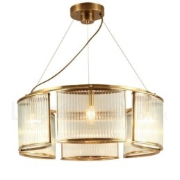 6 Luz Retro Rústico Luxo Latão Pendente Lâmpada Lustre com Sombra de Vidro