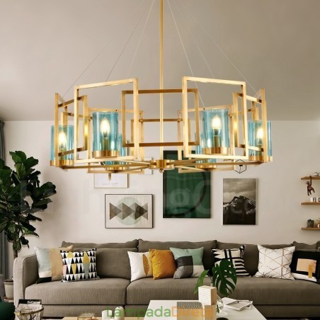 6 Luz Retro Rústico Luxo Latão Pendente Lâmpada Lustre com Sombra de Vidro 6 Luz Retro Rústico Luxo Latão Pendente Lâmpada Lustre com Sombra de Vidro