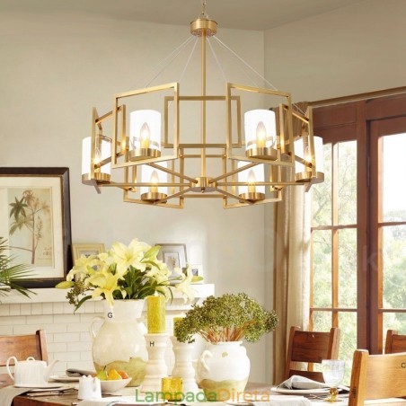 6 Luz Retro Rústico Luxo Latão Pendente Lâmpada Lustre com Sombra de Vidro 6 Luz Retro Rústico Luxo Latão Pendente Lâmpada Lustre com Sombra de Vidro