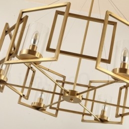 6 Luz Retro Rústico Luxo Latão Pendente Lâmpada Lustre com Sombra de Vidro