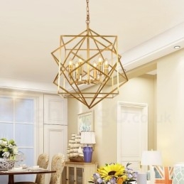 6 Luz Retro Rústico Luxo Latão Pendente Lâmpada Lustre