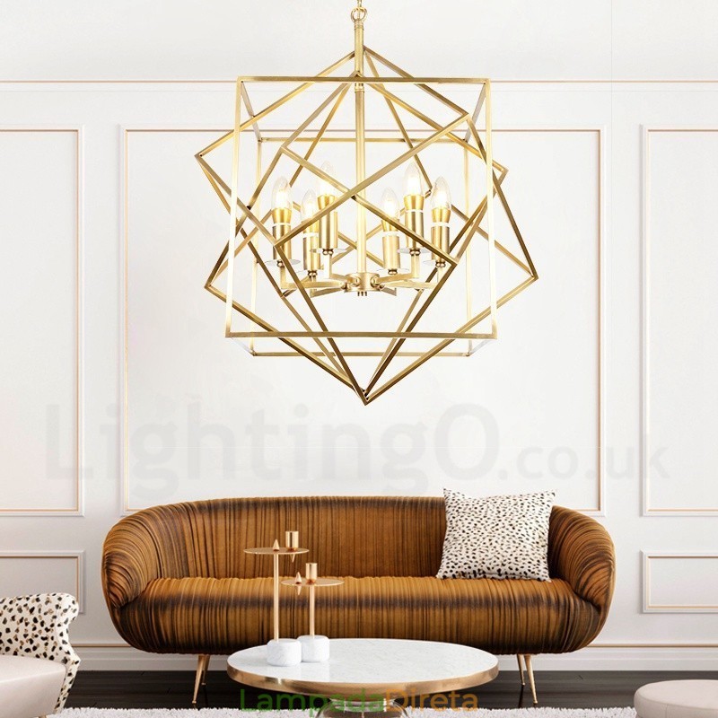 6 Luz Retro Rústico Luxo Latão Pendente Lâmpada Lustre