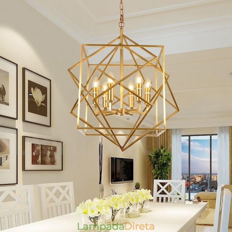 6 Luz Retro Rústico Luxo Latão Pendente Lâmpada Lustre