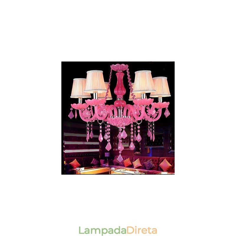 Lâmpada de café Projeto Luz Vela Cristal Luminária Pendente Rosa A