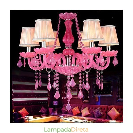 Lâmpada de café Projeto Luz Vela Cristal Luminária Pendente Rosa A Lâmpada de café Projeto Luz Vela Cristal Luminária Pendente Rosa A
