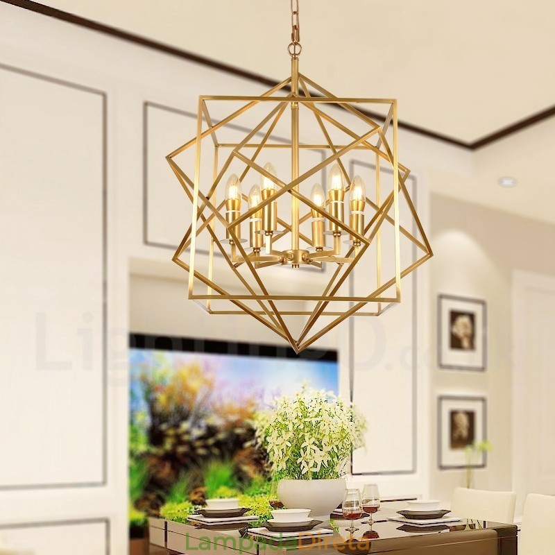 6 Luz Retro Rústico Luxo Latão Pendente Lâmpada Lustre